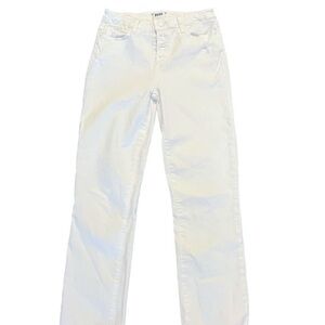 PAIGE Cindy Crop Raw Hem Exposed Button Fly High Rise White Jeans